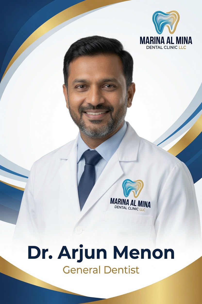 Dr. Arjun Menon, General Dentist at Marina Al Mina Dental Clinic